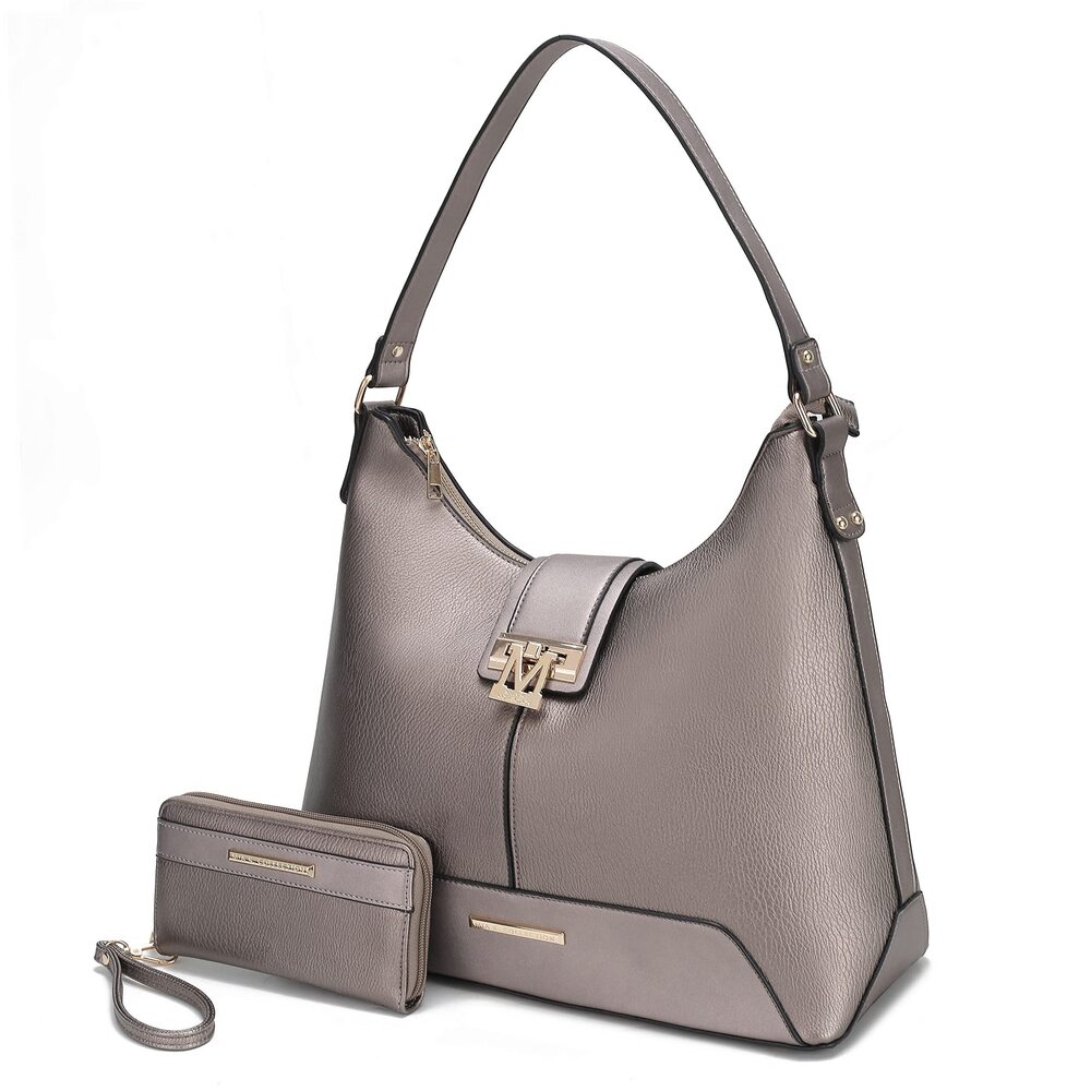 9066 Hobo Bag & Wristlet Wallet Set Vegan Leather Handbag Purse Set